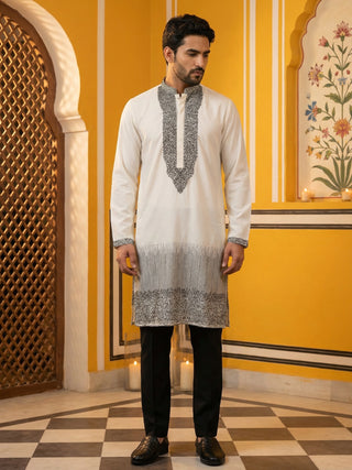 Japanese Cotton Blend Embroidered Kurta Set