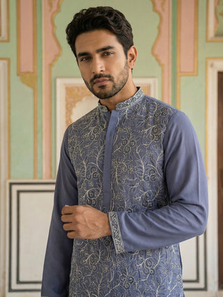 Men Festive Embroidered Straight Kurta Set