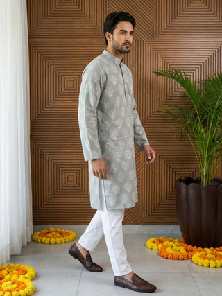 Men’s Cotton Blend Ethnic Printed Kurta Set
