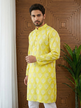 Men’s Cotton Blend Ethnic Printed Kurta Set