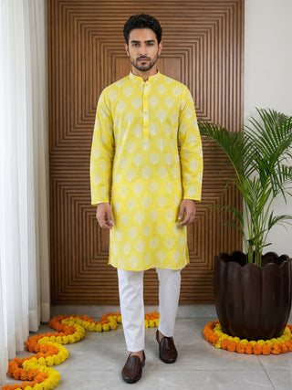 Men’s Cotton Blend Ethnic Printed Kurta Set