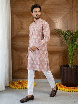 Men’s Cotton Blend Ethnic Printed Kurta Set