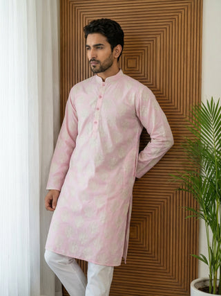 Men’s Cotton Blend Ethnic Printed Kurta Set