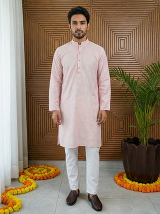 Men’s Cotton Blend Ethnic Printed Kurta Set