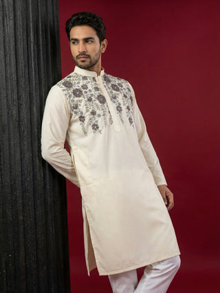 Men’s Cotton Blend Embroidered Festive Kurta Set