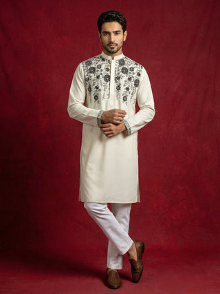 Men’s Cotton Blend Embroidered Festive Kurta Set