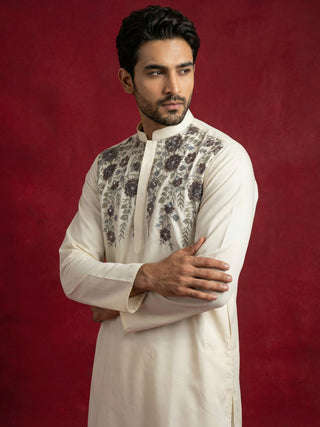Men’s Cotton Blend Embroidered Festive Kurta Set