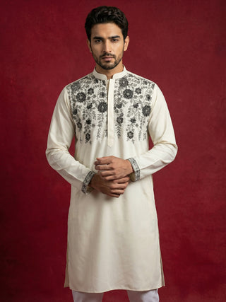 Men’s Cotton Blend Embroidered Festive Kurta Set