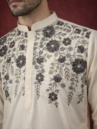 Men’s Cotton Blend Embroidered Festive Kurta Set