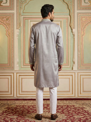 Embroidered Silk Blend Traditional Kurta Set