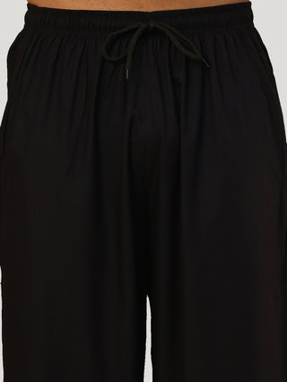 Black Cotton Blend Ethnic Embroidered Kurta with Korean Pants
