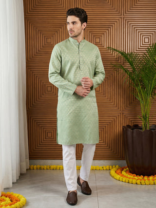 Woven Design Cotton Jacquard Kurta Set