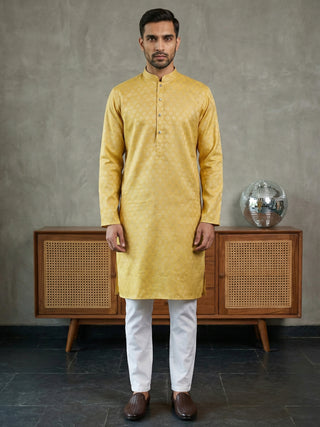 Woven Design Cotton Jacquard Kurta Set