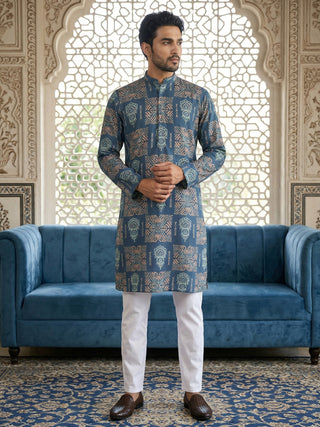 Abstract Floral Printed Kurta Pyjama Set