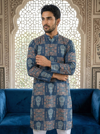Abstract Floral Printed Kurta Pyjama Set
