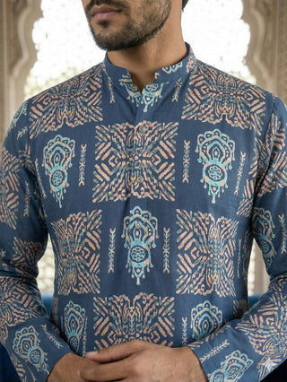 Abstract Floral Printed Kurta Pyjama Set