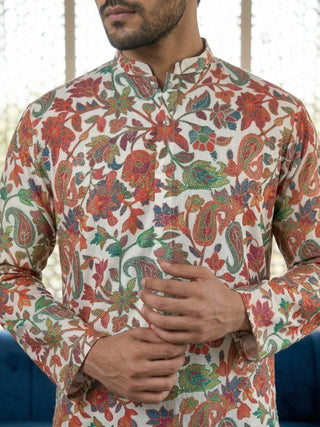 Paisley Floral Printed Kurta Pyjama Set