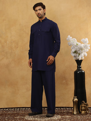 Men’s Ethnic Viscose Rayon Kurta Set with Front Placket