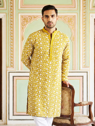 Floral Embroidered Viscose Rayon Kurta Set