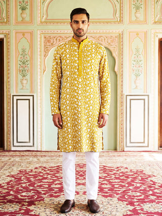 Floral Embroidered Viscose Rayon Kurta Set