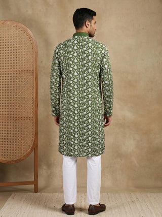 Floral Embroidered Viscose Rayon Kurta Set