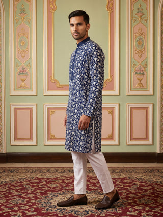 Floral Embroidered Viscose Rayon Kurta Set