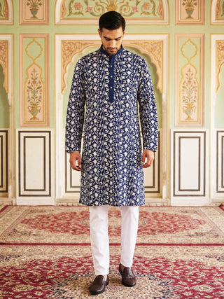 Floral Embroidered Viscose Rayon Kurta Set