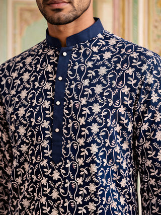 Floral Embroidered Viscose Rayon Kurta Set
