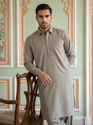 Premium Japanese Embroidery Pathani Kurta Set