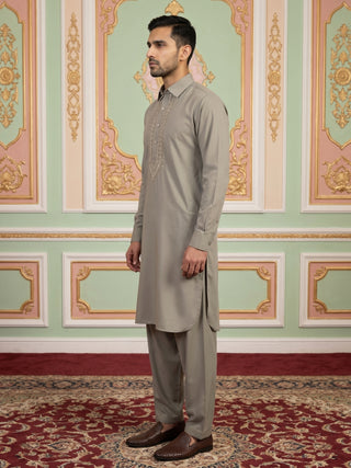 Premium Japanese Embroidery Pathani Kurta Set