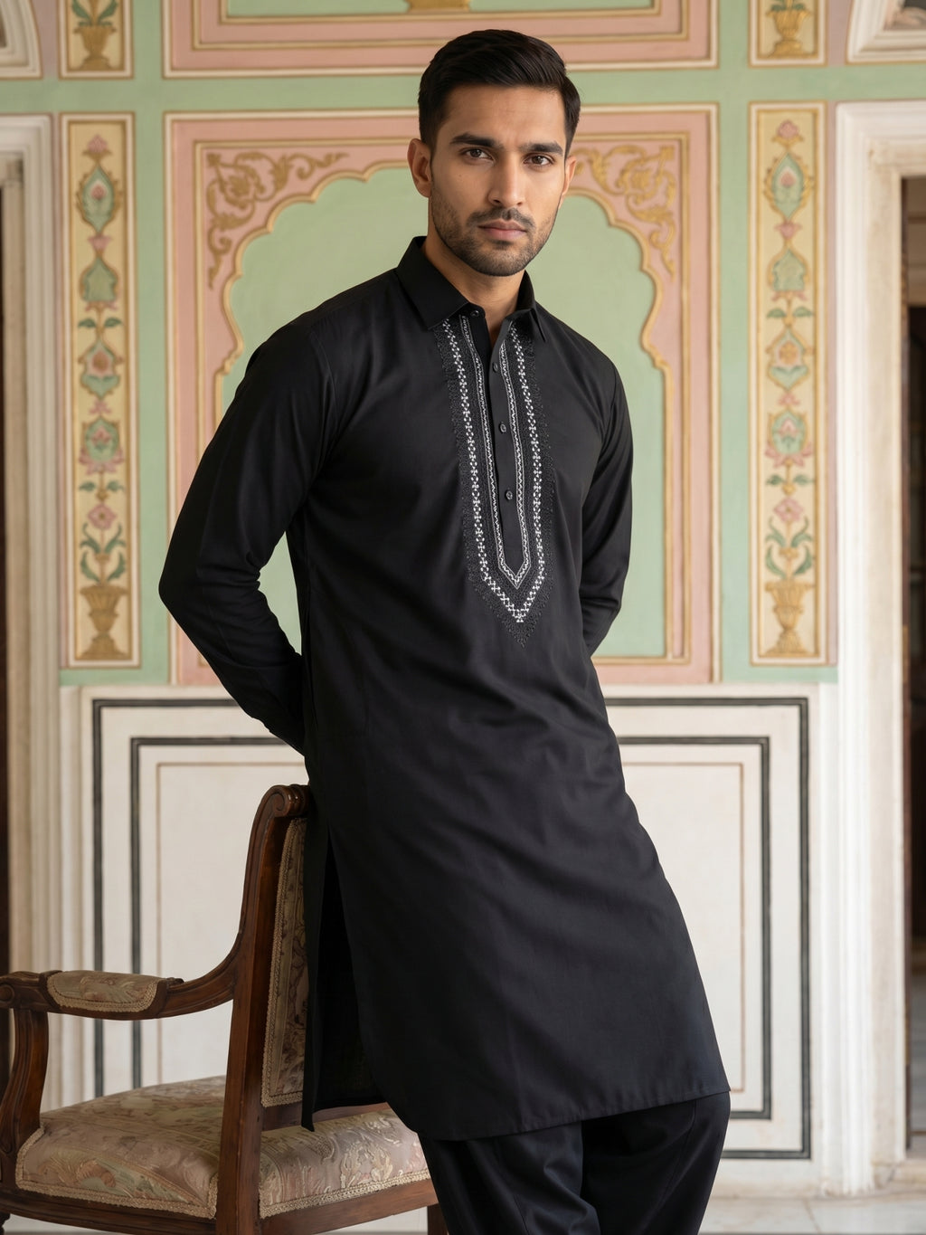 Premium Japanese Embroidery Pathani Kurta Set – Jompers