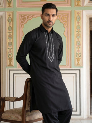 Premium Japanese Embroidery Pathani Kurta Set