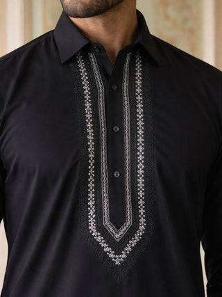 Premium Japanese Embroidery Pathani Kurta Set