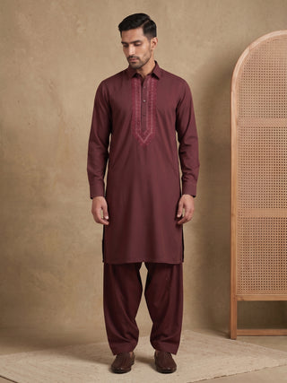 Premium Japanese Embroidery Pathani Kurta Set