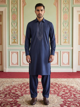 Premium Japanese Embroidery Pathani Kurta Set