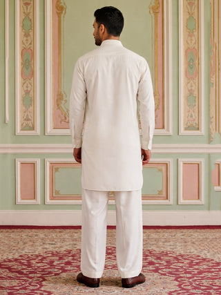Premium Japanese Embroidery Pathani Kurta Set