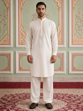 Premium Japanese Embroidery Pathani Kurta Set