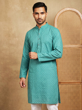 Men’s Cotton Blend Woven Design Kurta Pyjama Set