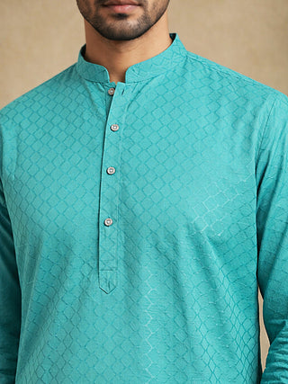 Men’s Cotton Blend Woven Design Kurta Pyjama Set