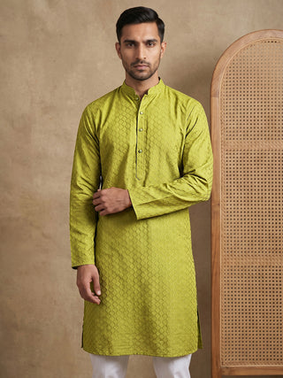 Men’s Cotton Blend Woven Design Kurta Pyjama Set