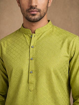 Men’s Cotton Blend Woven Design Kurta Pyjama Set