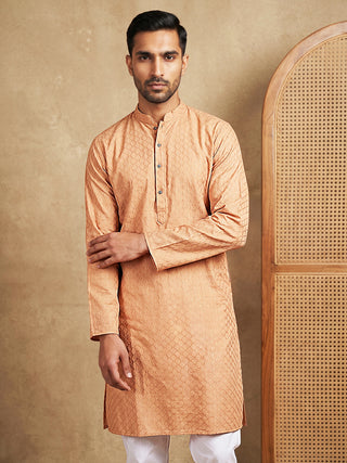 Men’s Cotton Blend Woven Design Kurta Pyjama Set