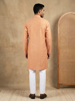 Men’s Cotton Blend Woven Design Kurta Pyjama Set