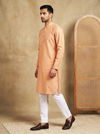 Men’s Cotton Blend Woven Design Kurta Pyjama Set