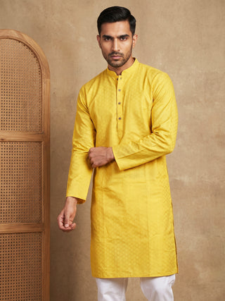 Men’s Cotton Blend Woven Design Kurta Pyjama Set
