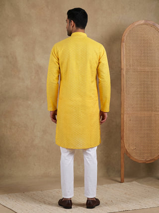 Men’s Cotton Blend Woven Design Kurta Pyjama Set