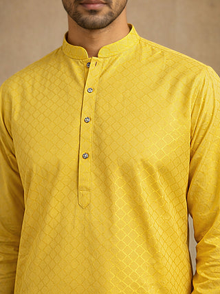 Men’s Cotton Blend Woven Design Kurta Pyjama Set