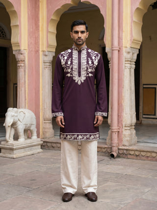 Premium Japanese Fabric Embroidered Kurta with Korean Pants