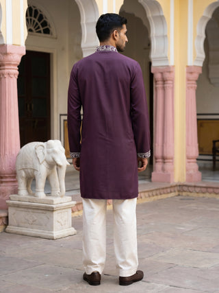 Premium Japanese Fabric Embroidered Kurta with Korean Pants
