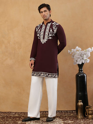 Premium Japanese Fabric Embroidered Kurta with Korean Pants